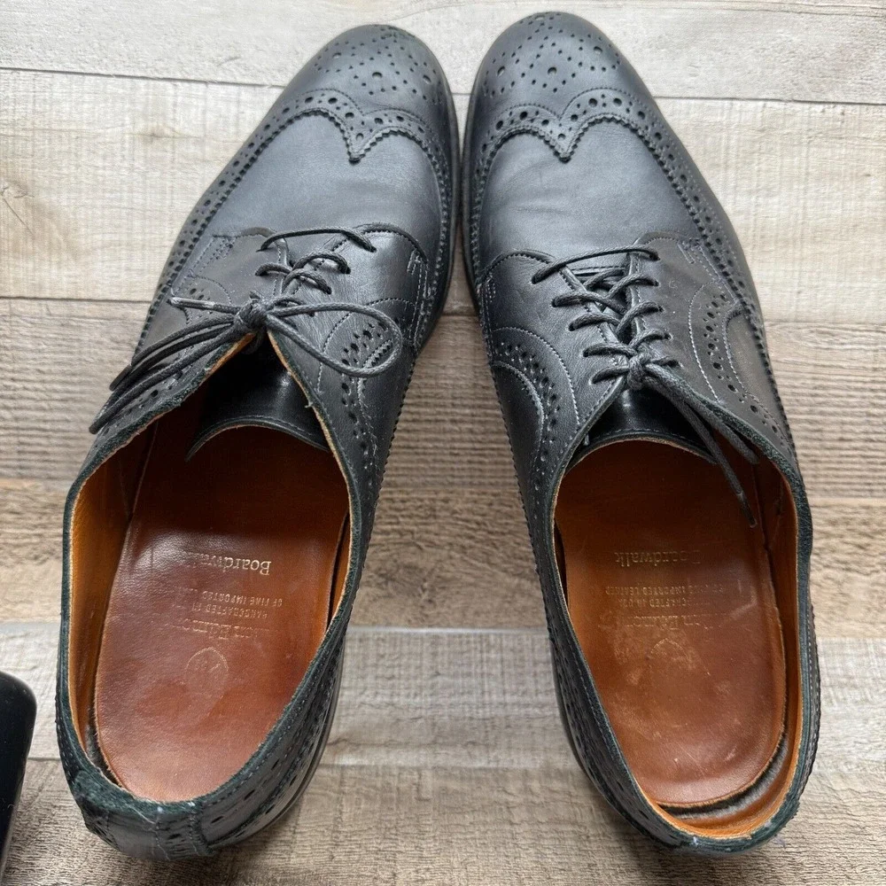 Allen Edmonds Boardwalk Wingtip Leather Oxford Mens 10.5 10 1/2 D Brogue Black‎